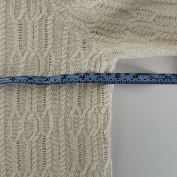 Garnet Hill Cashmere Merino Sweater M Turtleneck Cable Knit Ivory Tunic Oversize - Picture 8 of 14
